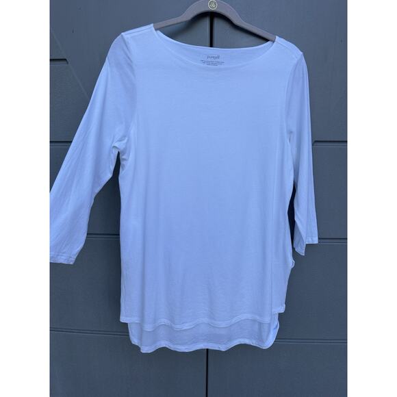J. Jill Pure Jill Boat-neck Layered Tunic Top White Cotton Modal Women's Sz M - Picture 5 of 8